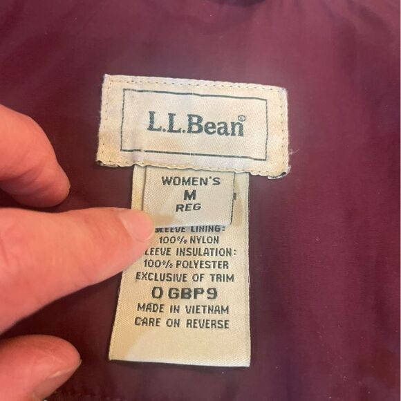 LL Bean Puffer Insulated Fleece Lined Burgundy Winter Coat Womens Size Medium - Picture 10 of 16